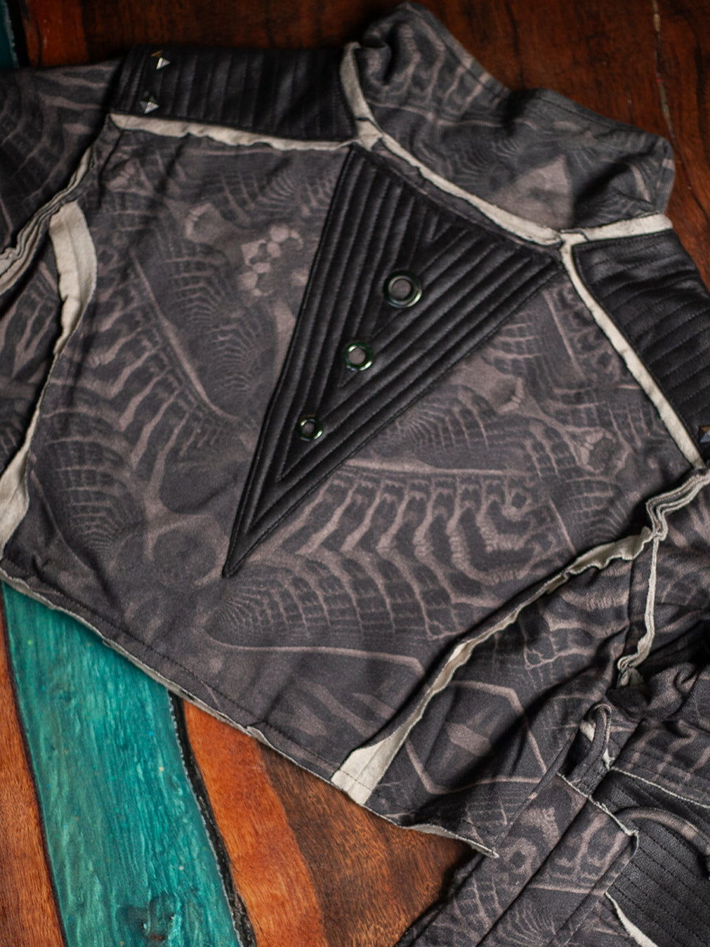 Crop Jacket Woman Neotokyo Punk / Cotton Looper Fake Leather - SANDOKAN - Image 4