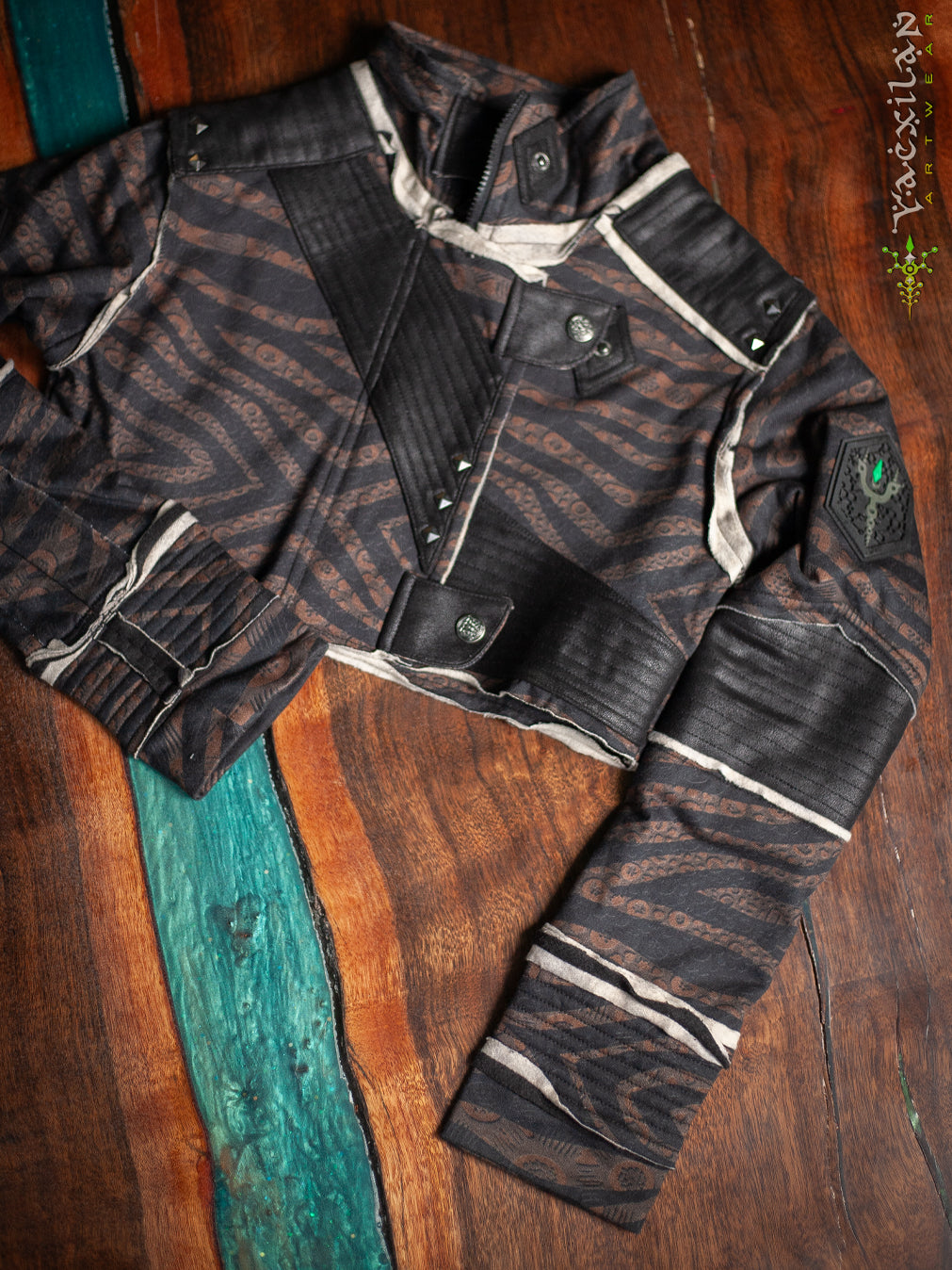 Crop Jacket Woman Neotokyo Punk  / Cotton Looper Fake Leather - SHERKANKA