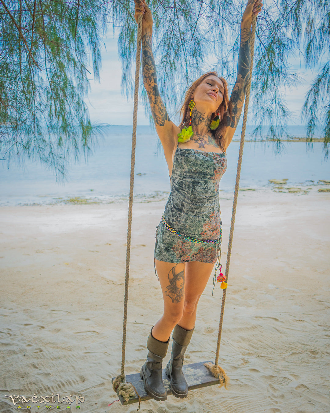 Mini BOMB DRESS / Stretchy Chinese Silk Jaquard - ATLANTIS FLOWER - Image 11