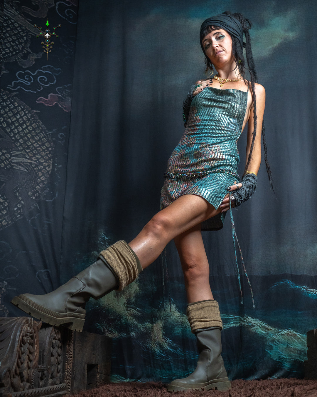 Mini BOMB DRESS / Silver Strippes Knits  - ATLANTIS