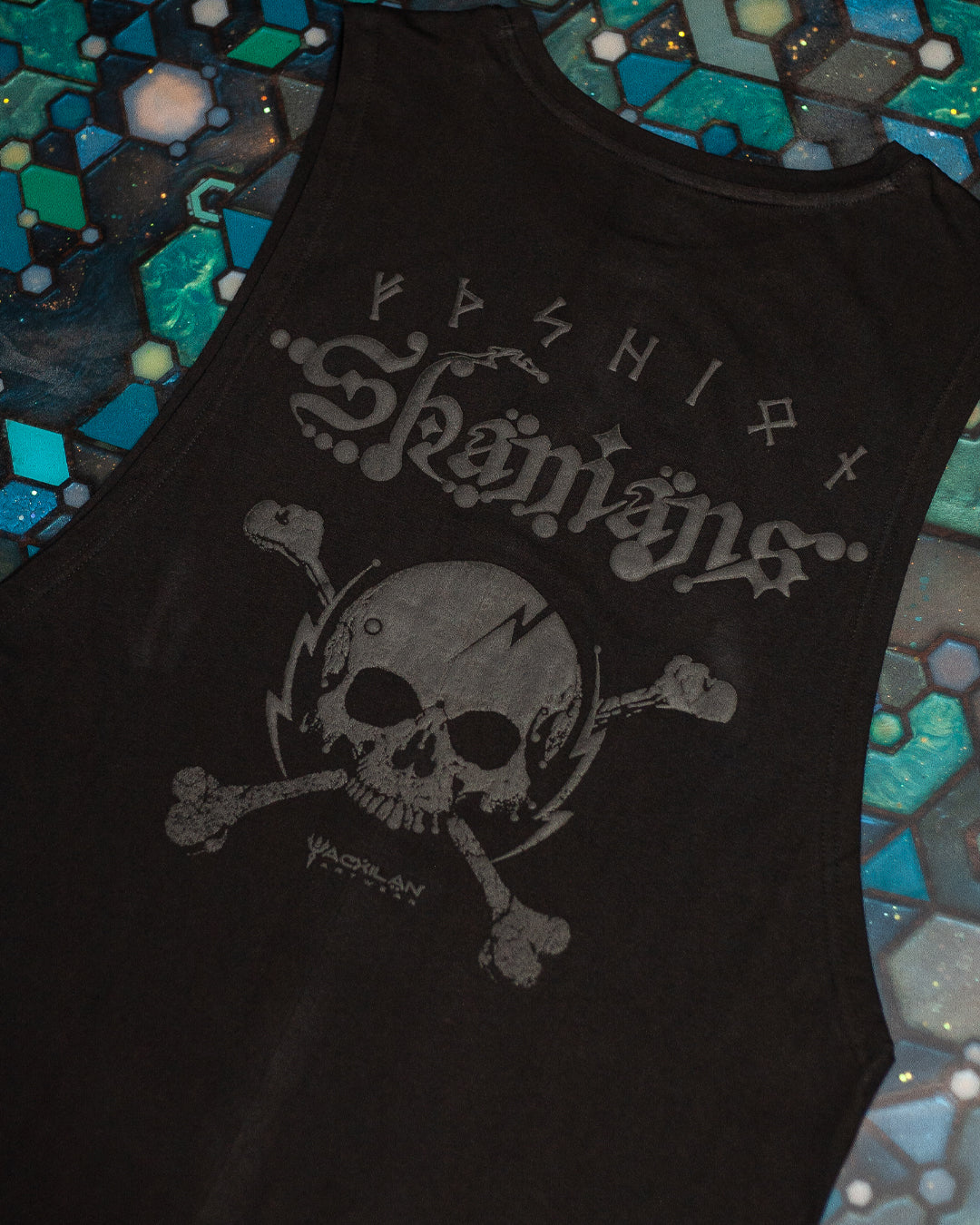 Alternative view of Open Tank Top Men / Black Cotton Shinker - BLAK SHAMANS