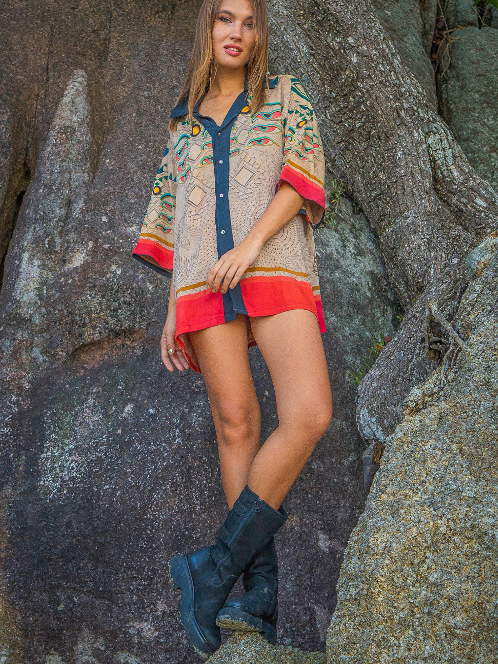 Shirt Men Oversized Set Half Sleeves / Viscose - EYENEYE