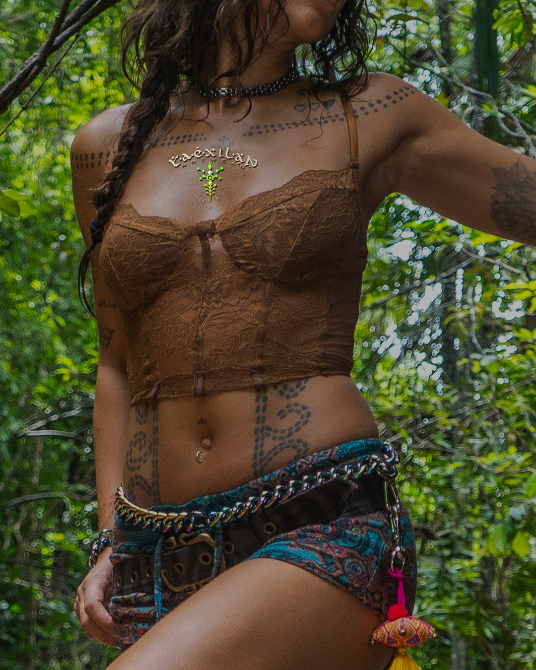 Corset / Lace Mesh - BROWN