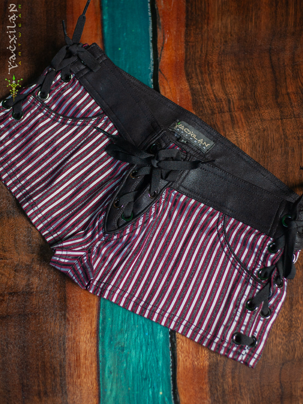 Shorties Burner / Bohemian Funk Stretchy Satin - BLAK RED