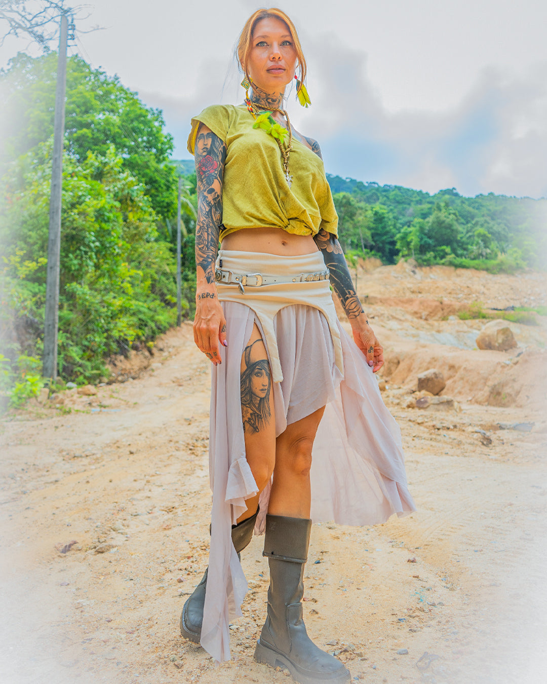 Long Skirt / GIPSY FLOWER Mesh - CREAM