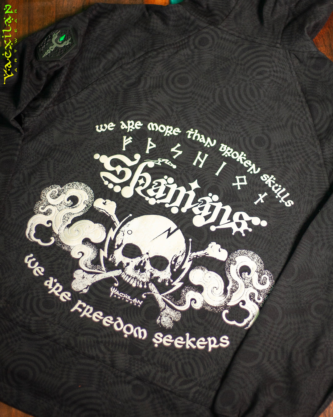 Alternative view of Hoodie Men Pullover / Cotton Fleece - WIERD NOISES WHITE SHAMANS