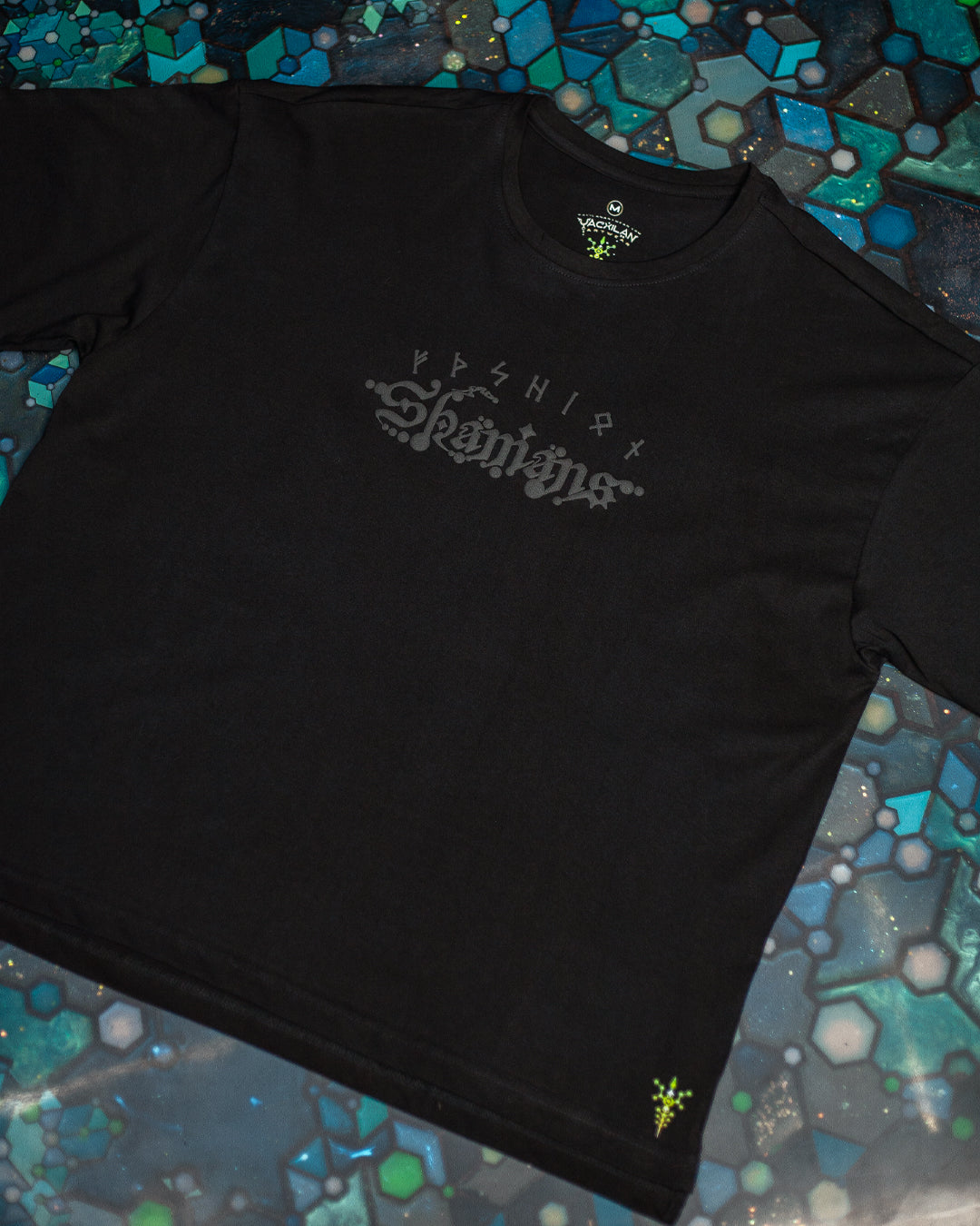 Alternative view of T-Shirt Oversized Men / Black Cotton Shinker - BLAK SHAMANS SMOKE