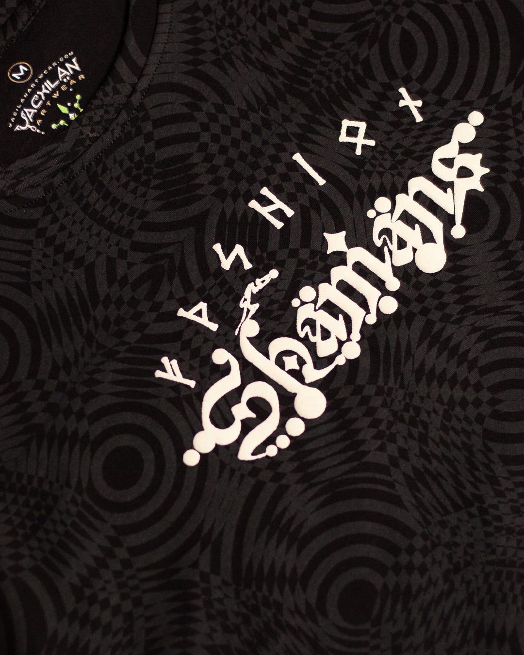 T-Shirt Oversized Men / Black Cotton Shinker - WIERD NOISES SHAMANS SMOKE White - Image 5