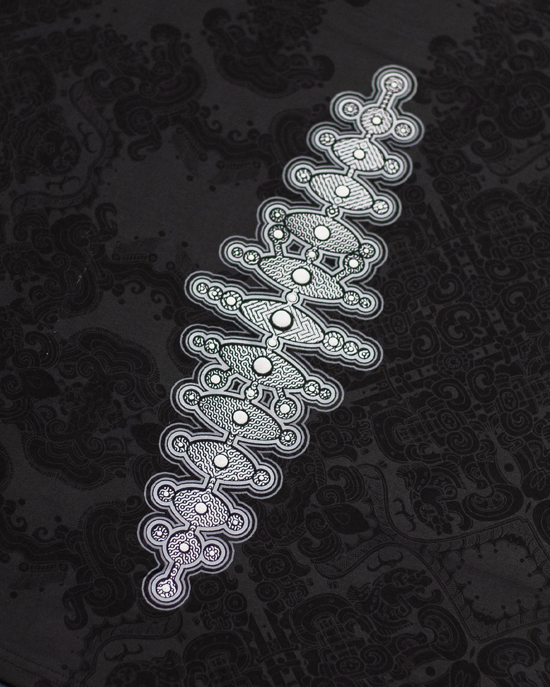 Woman T-Shirt Short Sleeve / Black Cotton Shinker - MAYAN CODEX Galactik Spine