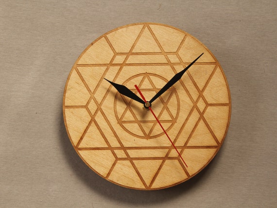 Alternative view of Laser Cut Wooden Wall Clock: Metatron's Cube Sacred Geometry