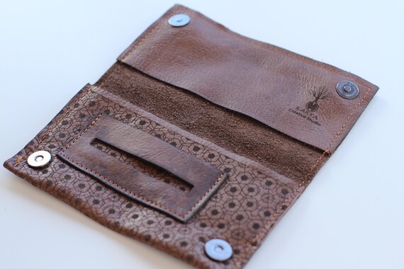 Handcrafted Leather Tobacco Pouch, Hexagon Design, Personalized Gift - Image 5