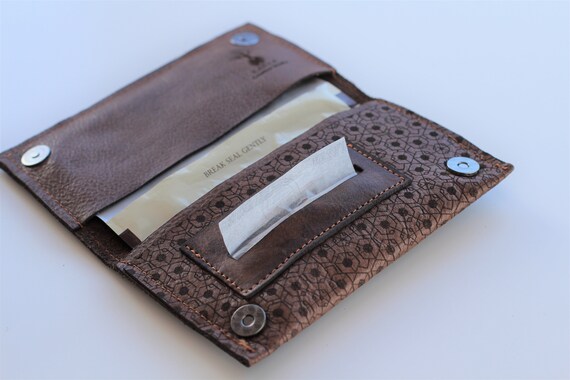 Handcrafted Leather Tobacco Pouch, Hexagon Design, Personalized Gift - Image 6