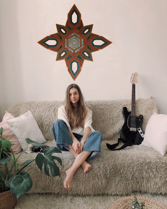 Multi Layer Wooden Star: 64 Grid Sacred Geometry Wall Art - Image 10