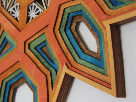 Multi Layer Wooden Star: 64 Grid Sacred Geometry Wall Art - Image 8