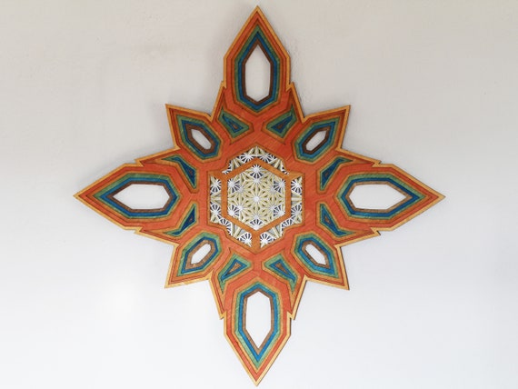 Multi Layer Wooden Star: 64 Grid Sacred Geometry Wall Art - Image 4