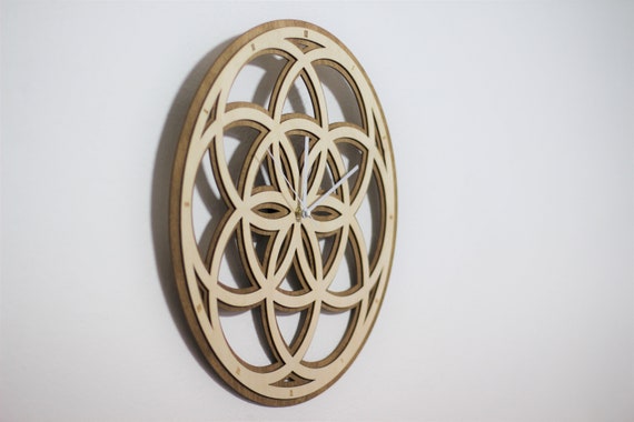 Alternative view of Seed of Life Wooden Wall Clock: Sacred Geometry Boho Decor