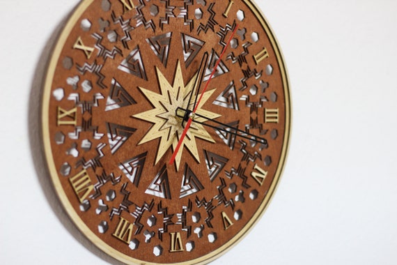 Engraved Mandala Wooden Wall Clock: Laser Cut Home Decor