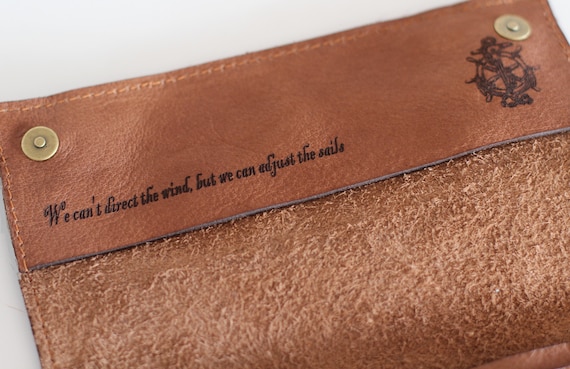 Leather Tobacco Pouch With Voronoi | Brown Personalised Rolling Case - Image 12