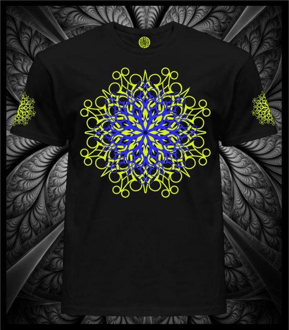 Alternative view of UV Reactive T-Shirt: Men's Psychedelic Mandala Blacklight Rave Wear