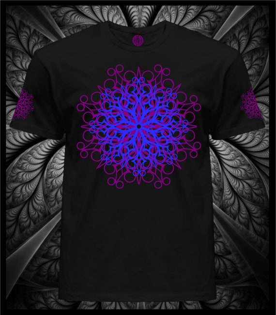 UV Reactive T-Shirt: Psychedelic Mandala, Blacklight Festival Wear