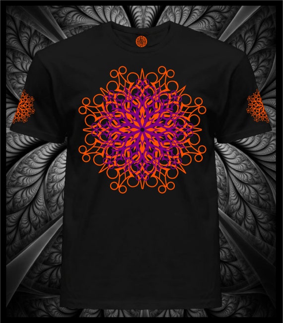 Alternative view of UV Reactive T-Shirt: Men's Psychedelic Mandala, Blacklight Party Wear