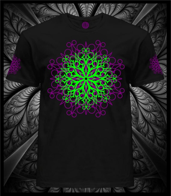 Alternative view of UV Reactive T-Shirt: Psychedelic Mandala, Blacklight Festival Wear