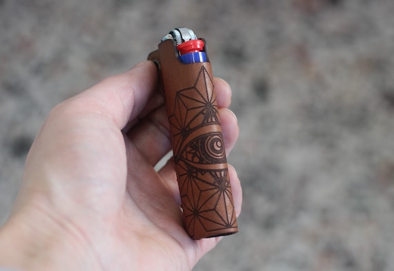 Leather Eye Lighter Case | Brown Cover