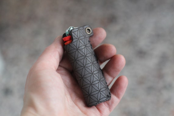 Alternative view of Leather Flower of Life Lighter Case | Sacred Geometry Accessory