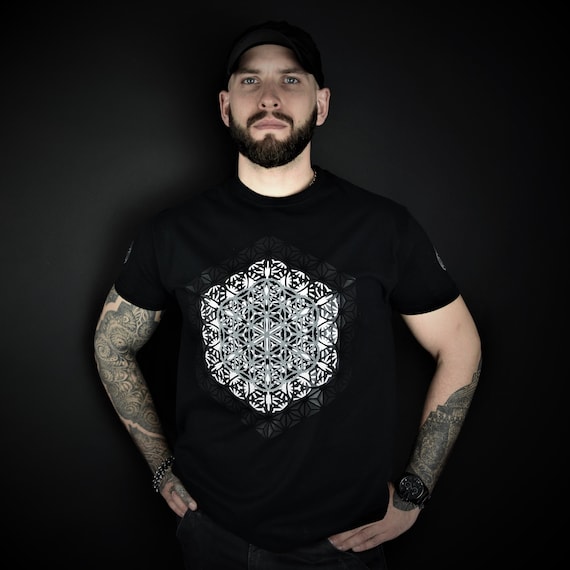Hand Decorated T-Shirt Sacred Geometry  "Flowers Of Life"