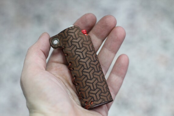 Alternative view of Leather Lighter Case With Hexagons