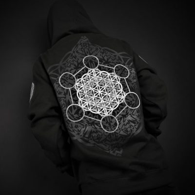 Hand Decorated Sacred Geometry "Metatron's Black Hoodie"