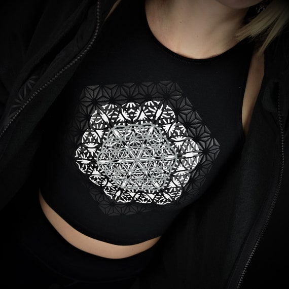 Hand Decorated Sacred Geometry - CROP TOP - "Flowers Of Life" - Image 7