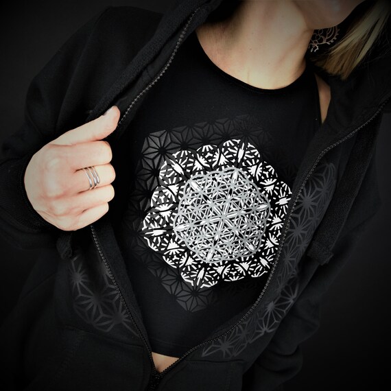 Hand Decorated Sacred Geometry - CROP TOP - "Flowers Of Life" - Image 8