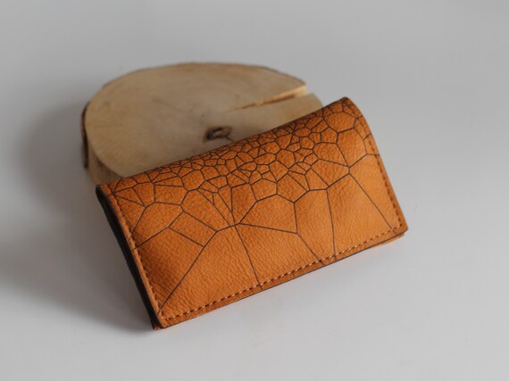 Leather Tobacco Pouch With Voronoi | Brown Personalised Rolling Case - Image 3