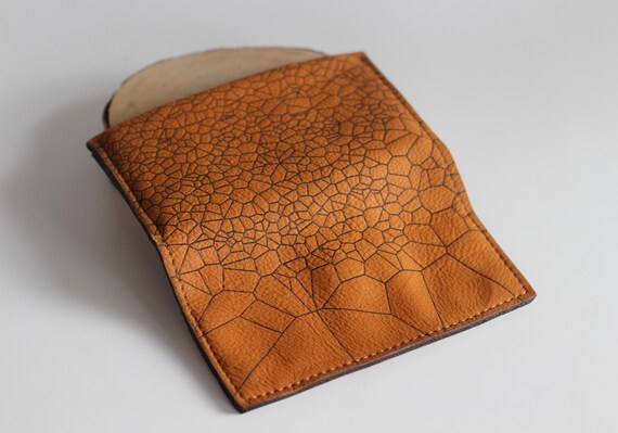 Leather Tobacco Pouch With Voronoi | Brown Personalised Rolling Case - Image 4