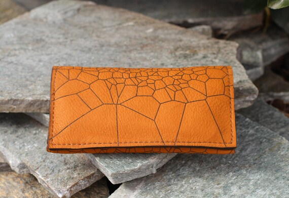 Leather Tobacco Pouch With Voronoi | Brown Personalised Rolling Case - Image 5