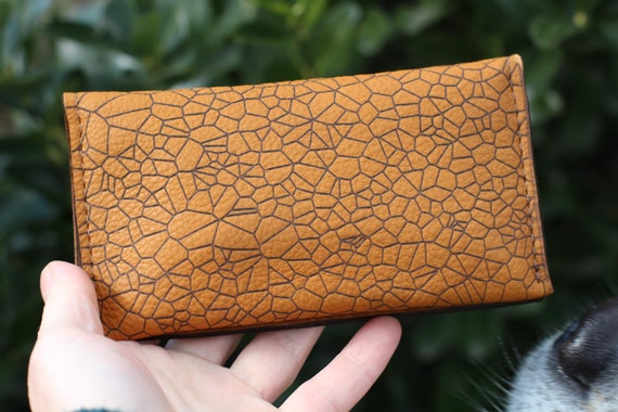 Leather Tobacco Pouch With Voronoi | Brown Personalised Rolling Case - Image 7