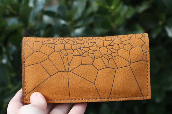 Leather Tobacco Pouch With Voronoi | Brown Personalised Rolling Case - Image 6