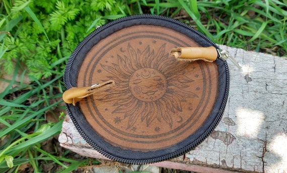 Alternative view of Leather Rolling Pouch With Sun| Herb and Tobacco Mix Bowl | Portable Tray