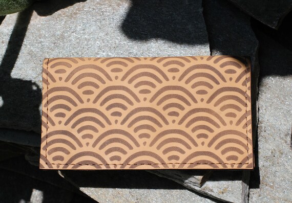 Alternative view of Seigaiha Wave Leather Tobacco Pouch: Art Deco Rolling Case
