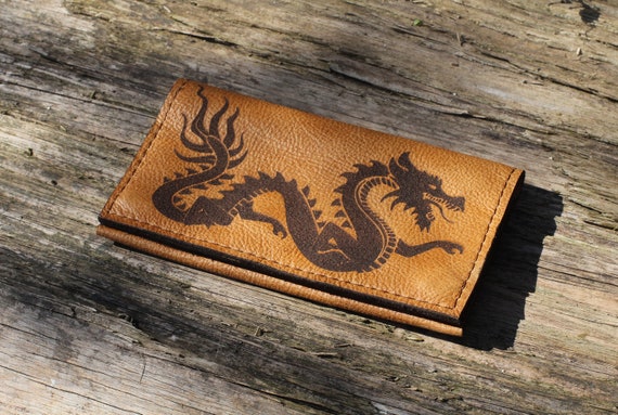 Laser Engraved Dragon Leather Tobacco Pouch, Personalized Smoker Gift - Image 4