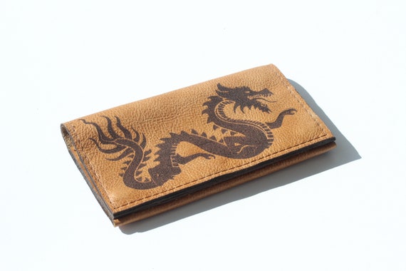 Laser Engraved Dragon Leather Tobacco Pouch, Personalized Smoker Gift - Image 5