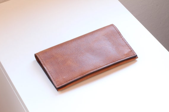 Alternative view of Personalized Leather Tobacco Pouch: Cognac Brown Rolling Bag with Zipped Pocket