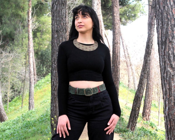 Shipibo Leather Belt: Steampunk Boho Waistband, Burning Man Clothing - Image 7