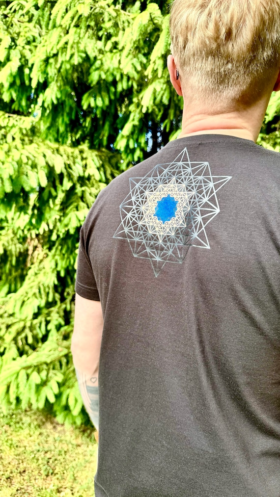 Hand Decorated T-Shirt Sacred Geometry "Hexagon" - Image 3