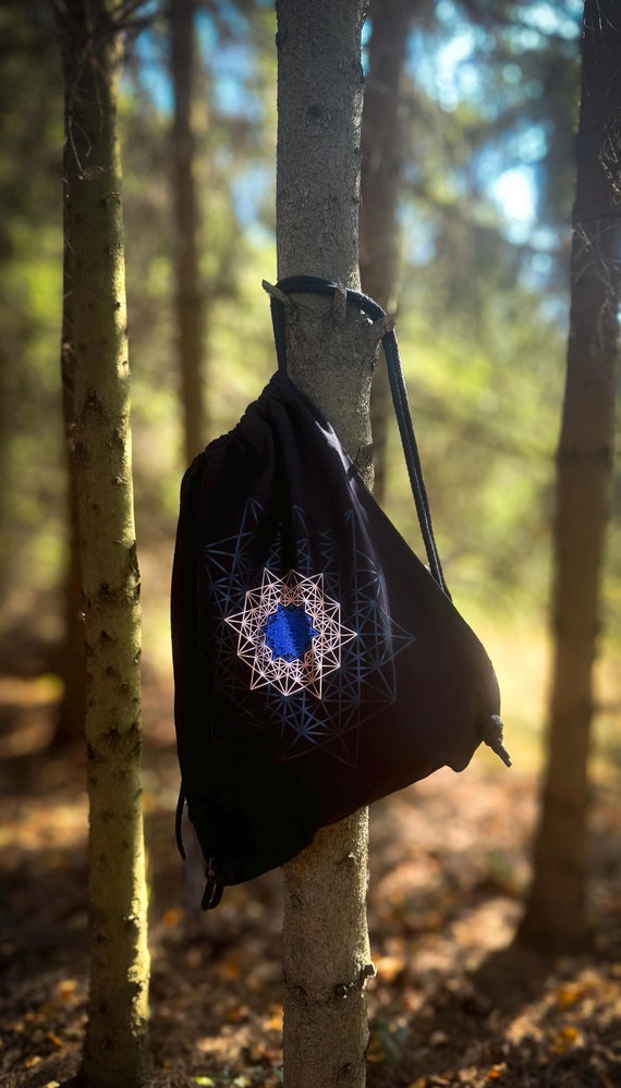 Hand Decorated BackPack - "Hexagon"