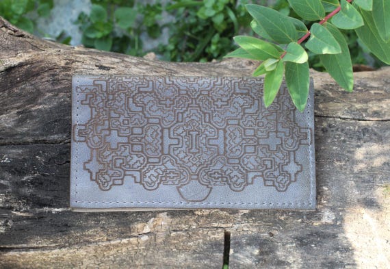 Alternative view of Leather Tobacco Pouch with Shipibo, Handcrafted Rolling Case