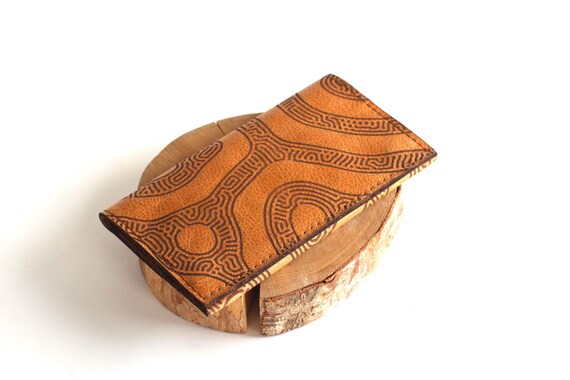 Alternative view of Handcrafted Leather Tobacco Pouch: African Maze Design