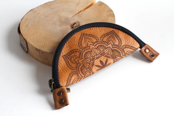 Leather Rolling Pouch with Mandala | Portable Herb & Tobacco Mix Bowl - Image 3