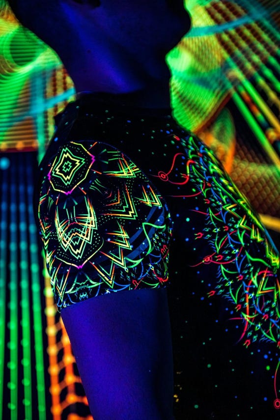Blacklight Psychedelic and Neon Ultraviolet Active T-shirt "Master of Portals" for Men and Unisex, Psytrance Goa Party - Image 4